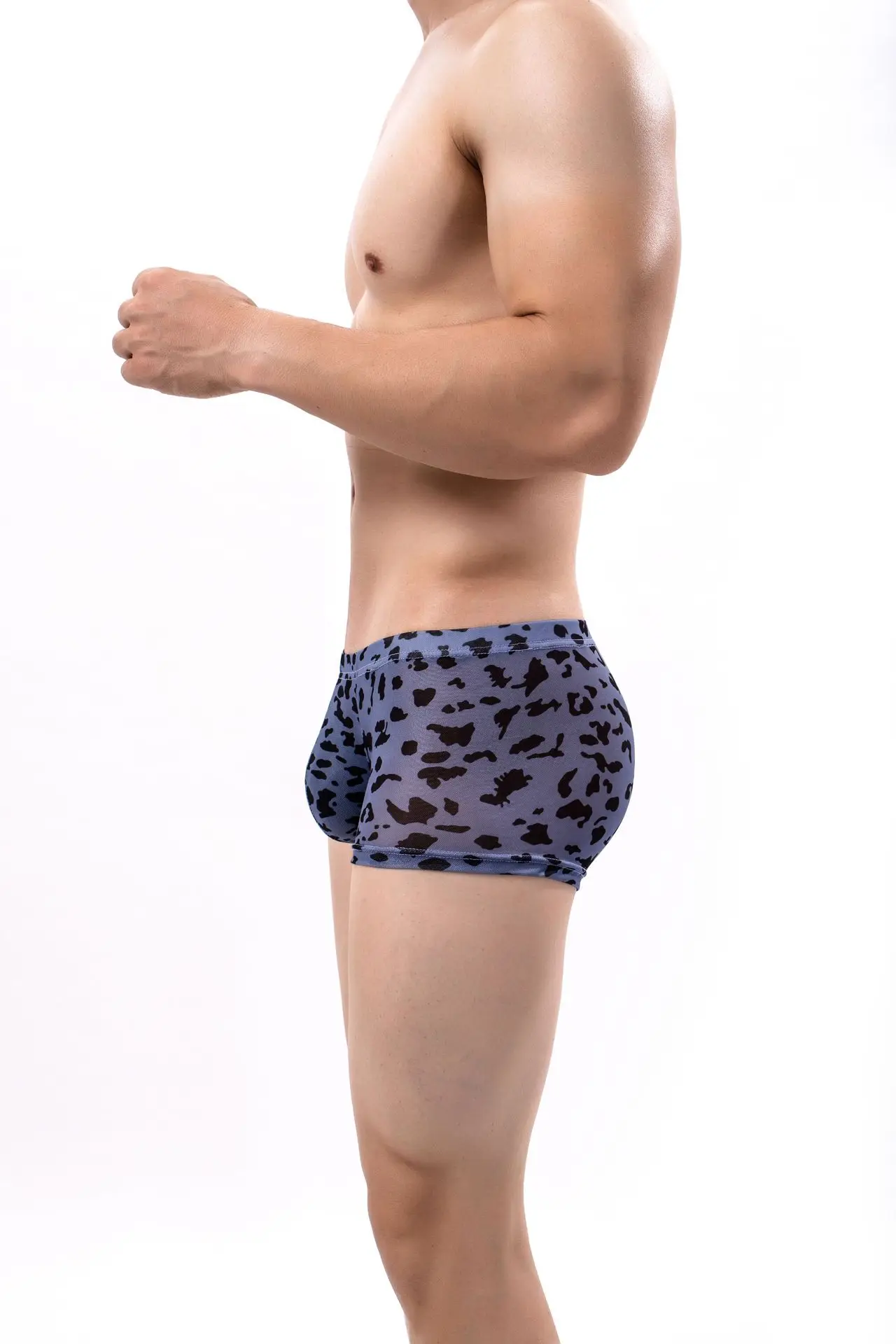 Sexy Leopard Print Mesh Boxer Briefs for Men Fashion Style