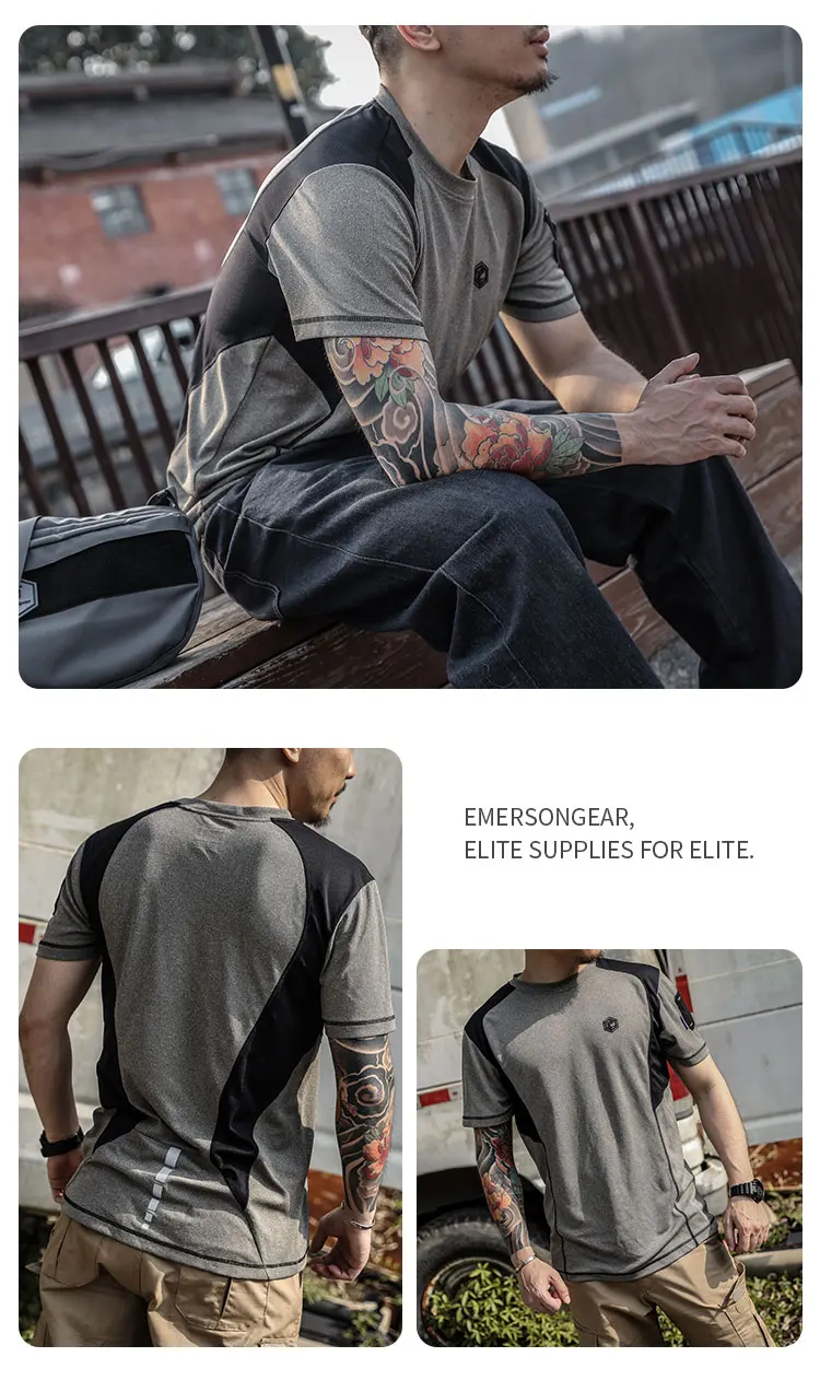 Emersongear Blue Label Tactical Shark Fin Funktionelles Sport-T-Shirt Kurzarm-Shirt Oberteil Feuchtigkeitsableitend Schnelltrocknend Leicht für Outdoor-Aktivitäten – Detail 10