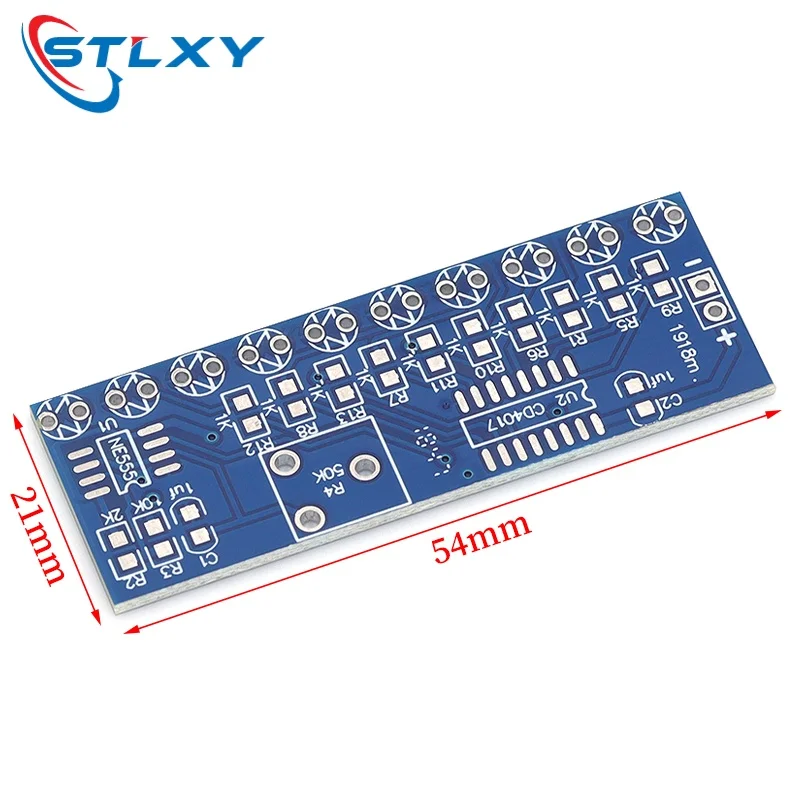NE555 plus CD4017 Running LED Flow Light Electronic Production Suite Control Board Module DIY Kit 2.5-14.5V for Hobbyists