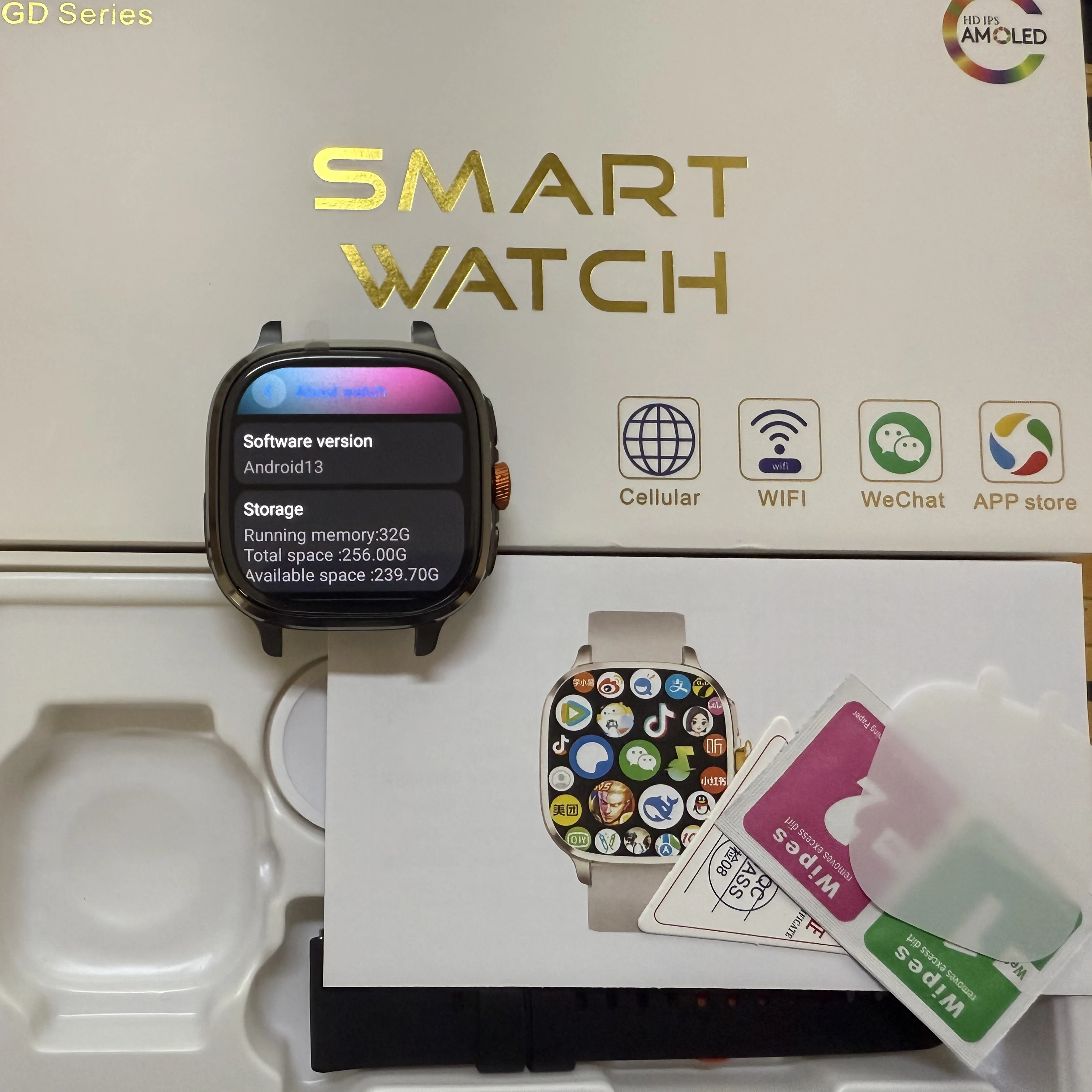 Versi Global Android 13.0 S99 Smartwatch Layar Amoled 2.4 inci, dapat dimasukkan kartu SIM, GPS, WIFI 190 °   Jam Tangan Pintar dengan Kamera Berputar