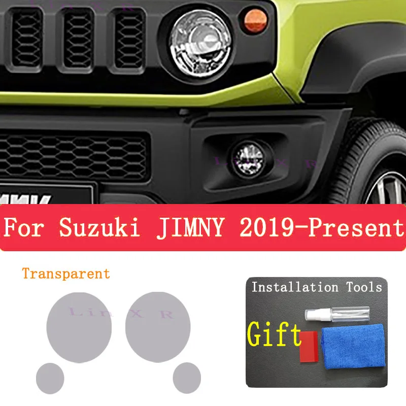 For Suzuki JIMNY 2019-Present  Accessories 2 Pcs Car Headlight Protective Film Headlamp Restoration Transparent Black TPU Sticke