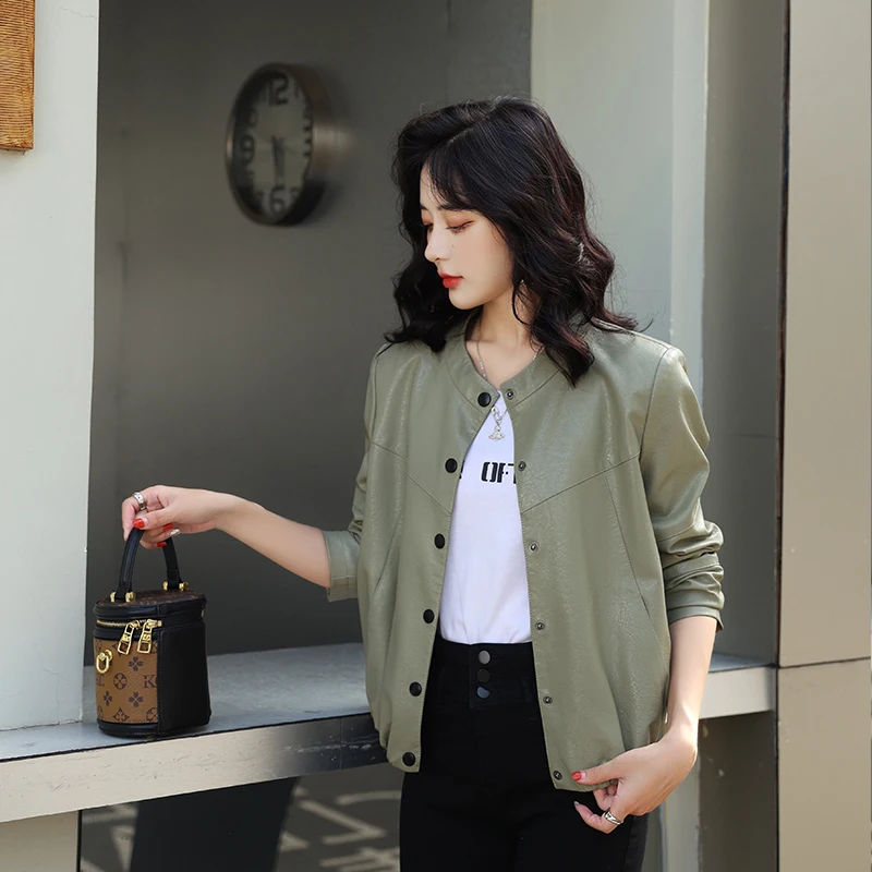   닝 진짜 가죽 재킷 여성용 2025 봄 가을 신상품 천연 가죽 코트 다용도 루즈핏 슬림핏 소형