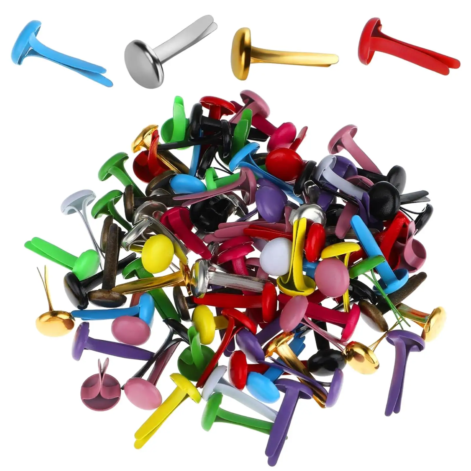 200pcs Mini Round Head Metal Clips Split Pins Paper Fasteners for Paper Craft