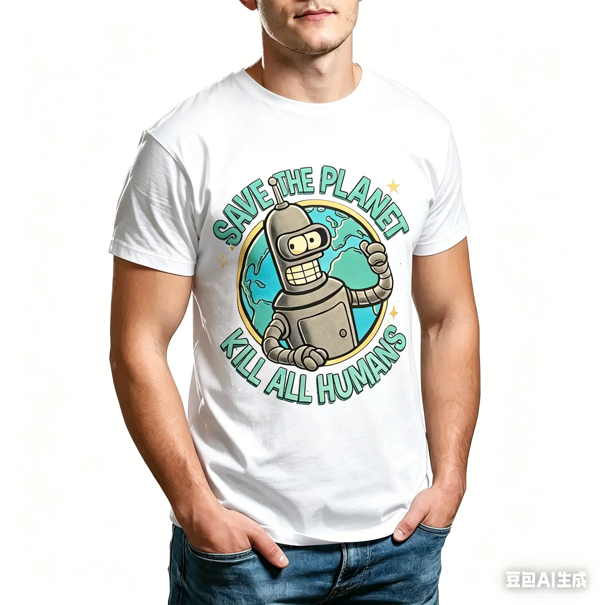 Lustiges Roboter-Grafik-T-Shirt für Männer und Frauen, Sommer, 3D-gedrucktes Kurzarm-T-Shirt, tägliche Unisex-Kleidung, Kinder-Tops