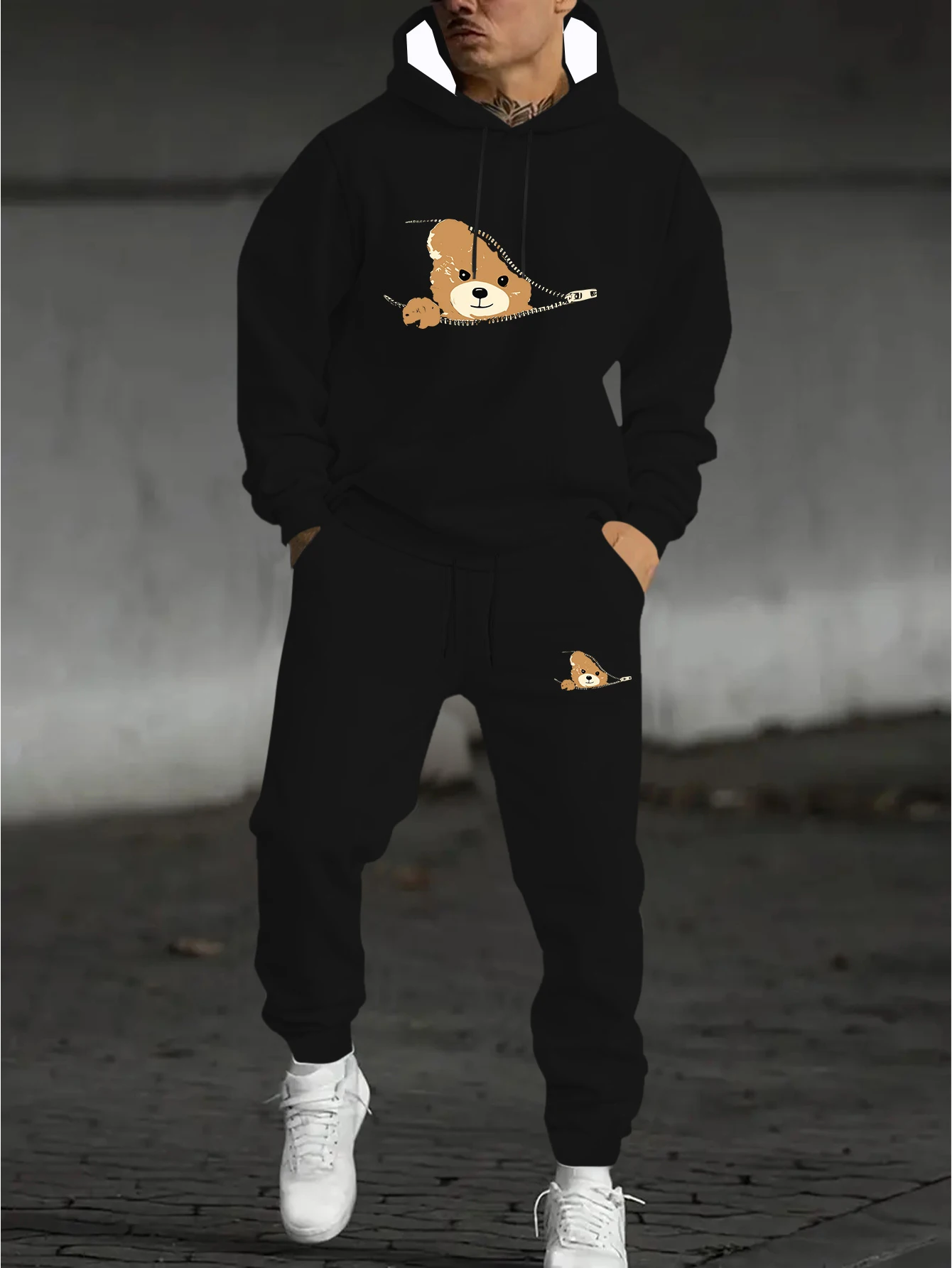 

Plus Size Men's Hoodies 4XL Loose Casual Sweatshirts Fashion Long Sleeve TopsPullover Men's Clothing Tracksuit two-piece Set