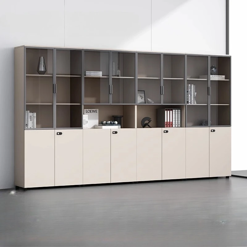 File Cabinet Locker Wooden Simple Modern Writing Glass with Lock Office