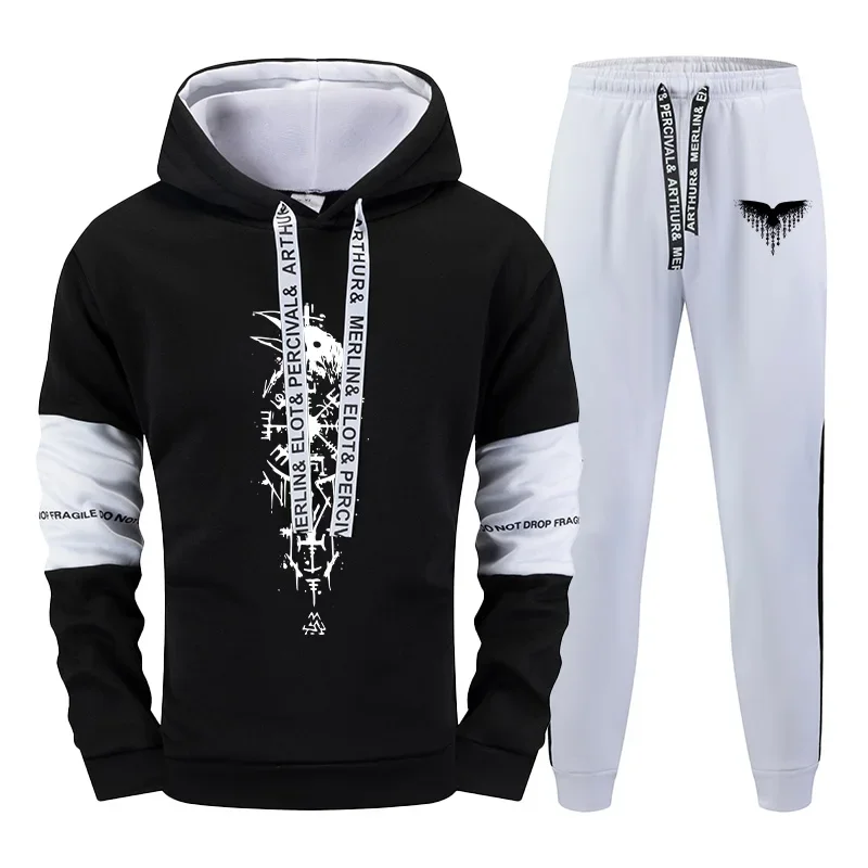 

2025 Men's Hooded Sweatshirt Sweatpants 2025 Us Streetwear Hip Hop Fashion Sportswear Tops Pants Freely Matched Casual Hoodie