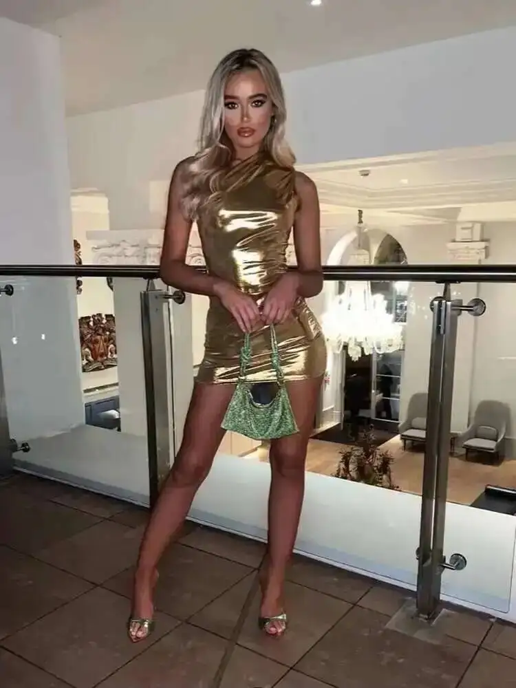 Solid Irregular Skinny Mini Dress Female Party Nightclub Buttocks Short Gown Vestido Sexy One Shoulder Bodycon Dresses Women P4S