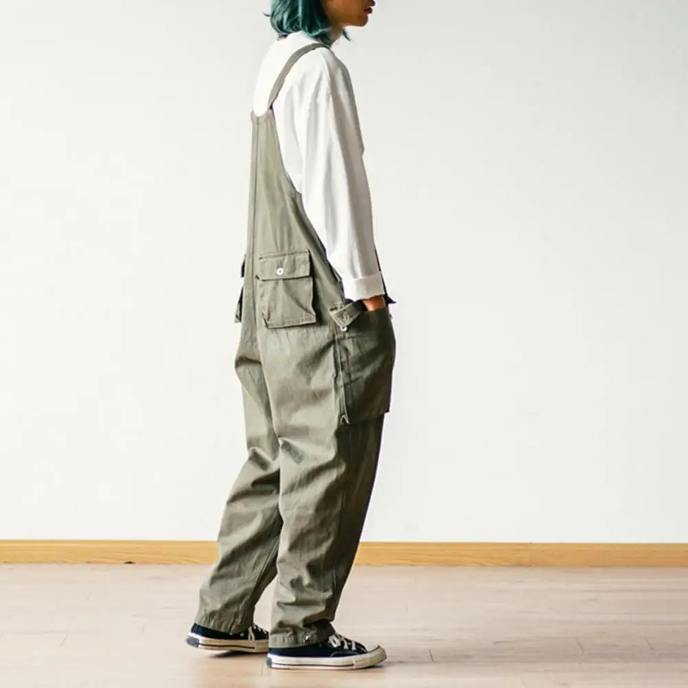 Stylish Men Pants Loose Baggy Pure Color Coveralls  Oversized Men Jumpsuit Summer Clothes