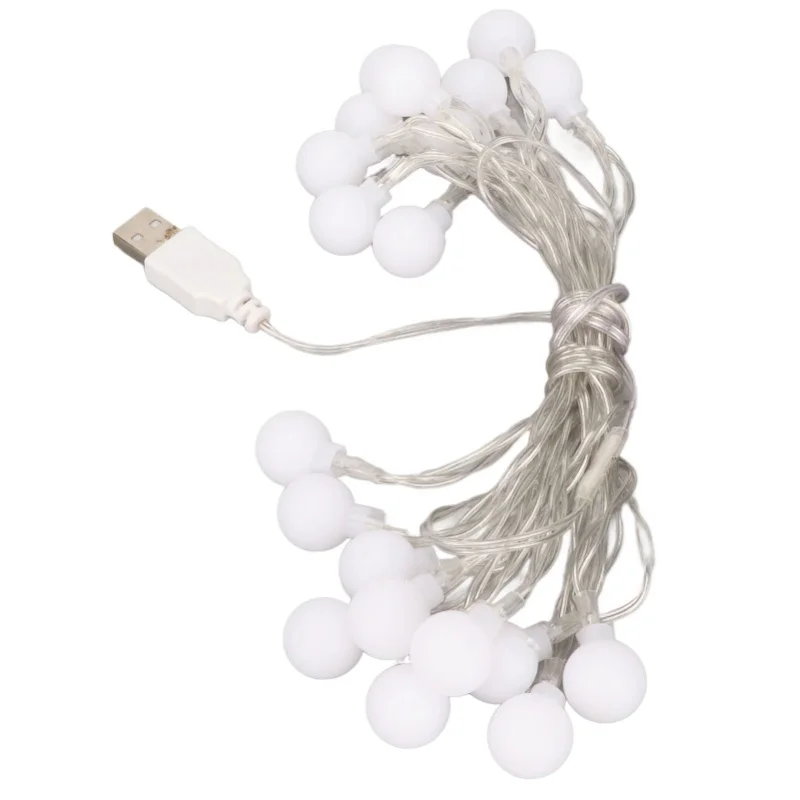 

Ball String Lights Waterproof USB Port Power Supply LED Decorative Ball Lights For Bedroom Wedding Party Warm White 3m/9.8ft 20