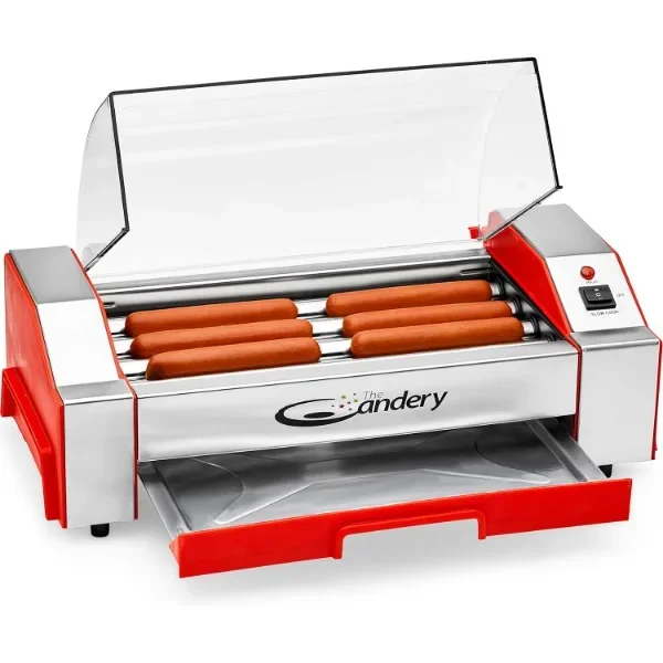 The Candery Electric Hot Dog Roller - Sausage Grill Cooker Machine - 6 Hot Dog Capacity - Household Hot Dog Machine