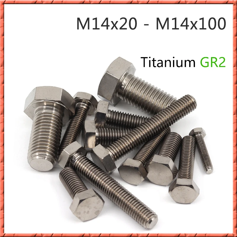 10pcs/lot Titanium external hex bright bolt din933 m14*20/25/30/35~100mm Outer hexagon head screw pure titanium alloy anti-rust