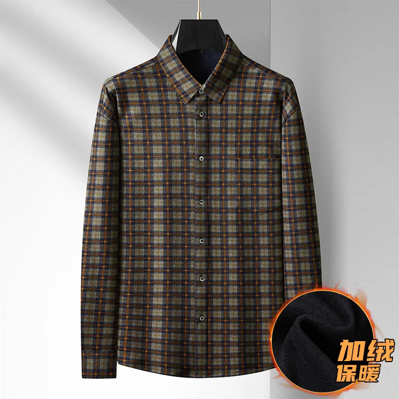 

Big size Fleece shirt men's Winter plus size new trendy long sleeved shirt casual top jacket 150kg 11xl 10xl shirt for men 9XL