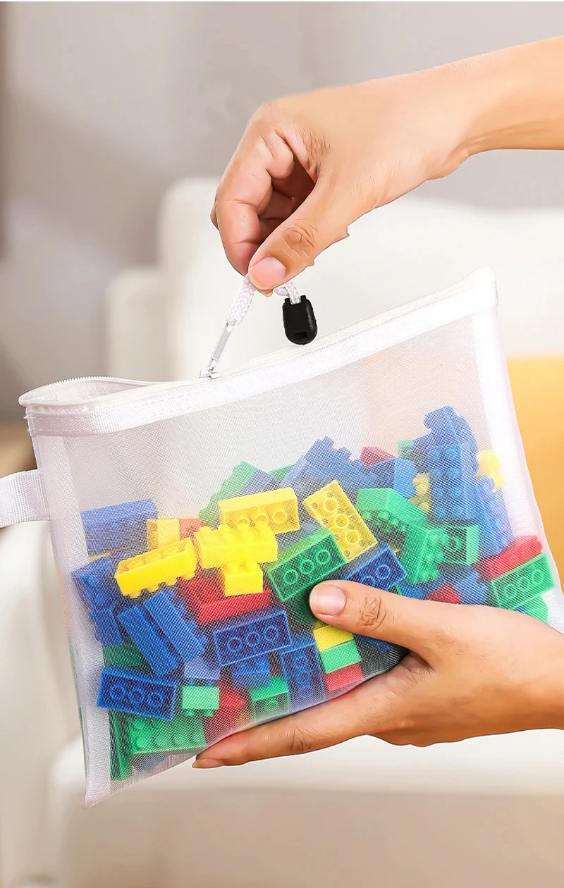 Neue Puzzle-Spielzeug-Aufbewahrungstasche Baustein-Puzzle Unterteilungsbeutel Kinder-Kleinpartikel Transparente Netz-Reißverschlusstasche – Detail 2