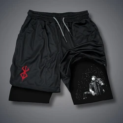 Men's Gym Performance Shorts Anime 2 In 1 Running Quick-Drying Jogging Short Pants Workout Sportswear Yoga Basketball Shorts