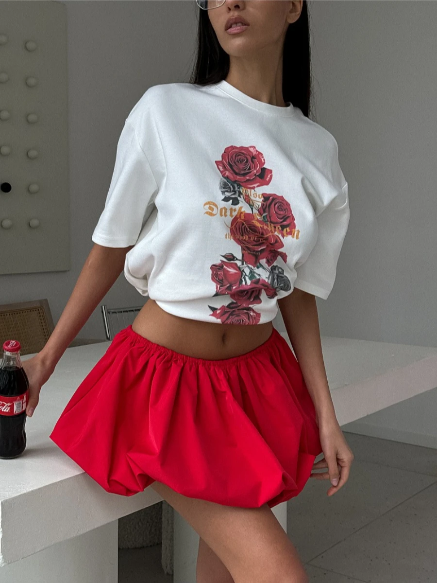 100% 코튼 여름 신상 꽃무늬 프린트 티셔츠 여성 패션 O넥 루즈핏 반팔 캐주얼 탑 티