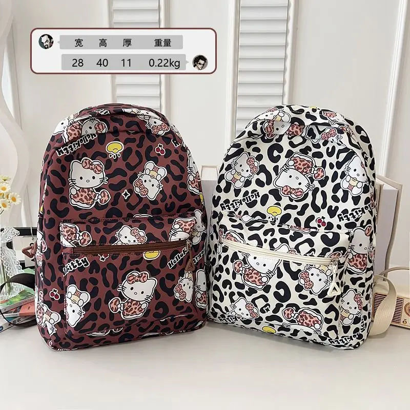 

Y2k Hello Kitty Sanrios Leopard Print Large Capacity Backpack Anime Fashion Anime Students Portable Travel Bag Birthday Gift Toy
