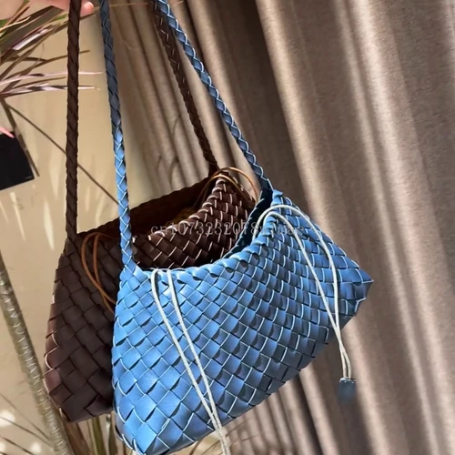 Bolso de hombro tejido a mano para mujer, bolso coreano informal de moda de gran capacidad, bolso de mano de cuero PU suave para mujer, bolsos para las axilas de verano