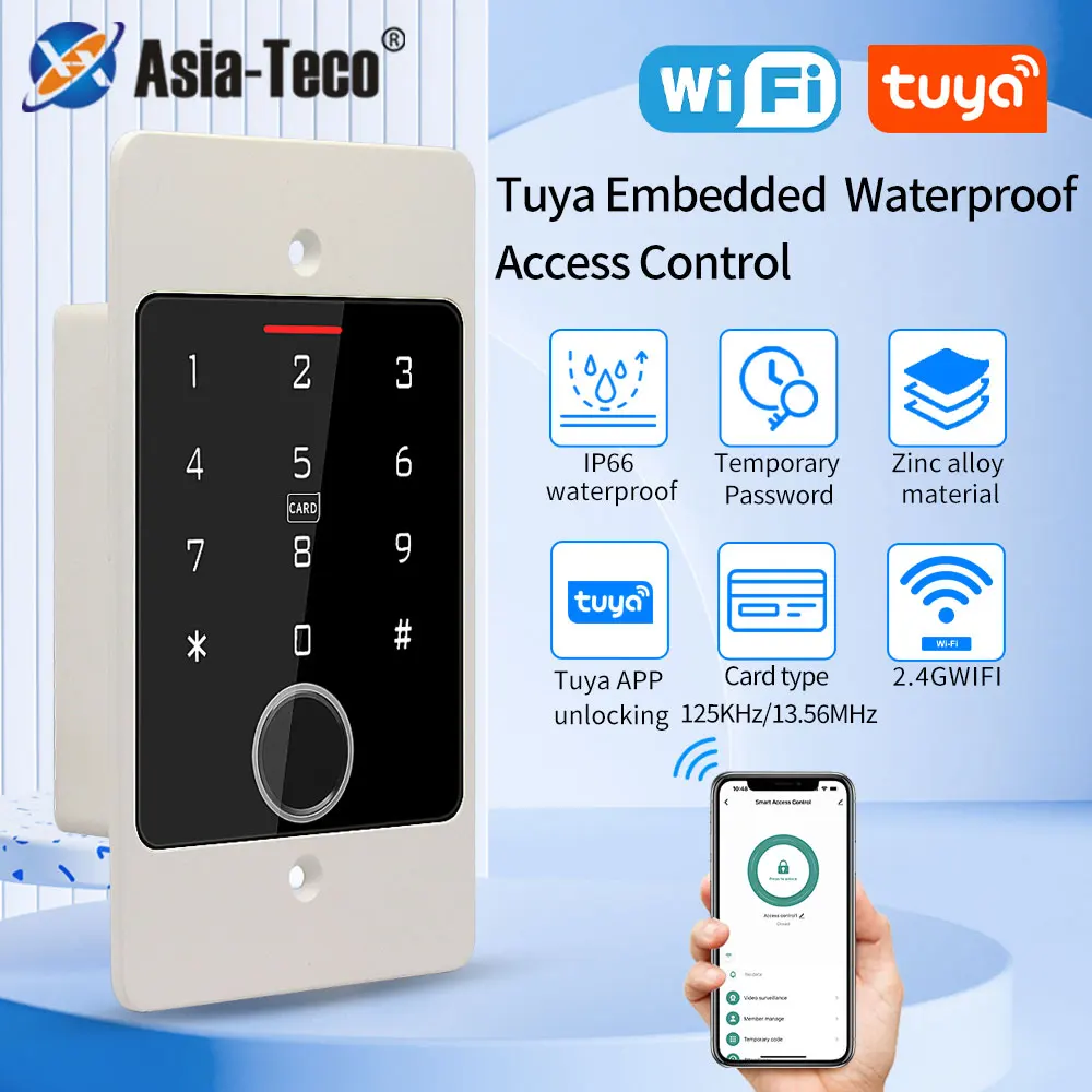 WiFi Tuya Smart Door Lock Keyboard RFID Access Controller Waterproof Metal Keypad Concealed Pit mounted Biometric Access Control