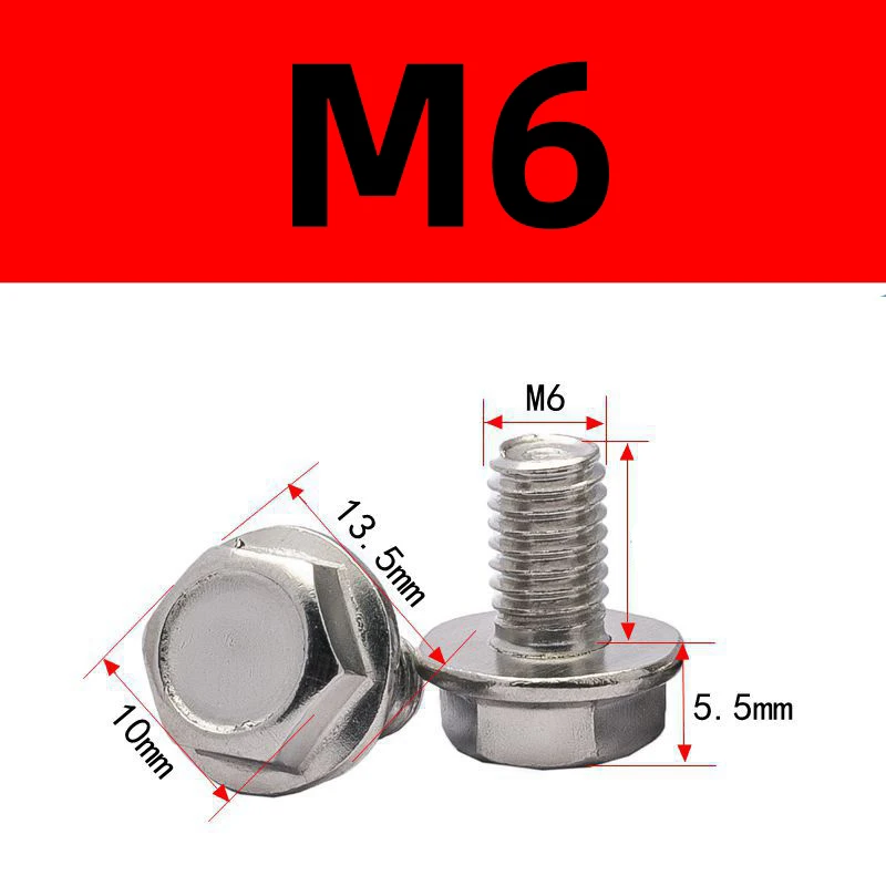 10 Stück 304 Edelstahl Flanschoberfläche Schrauben Flachkopf Sechskantschrauben Bolzen M6 M8 für Auto Motorrad Moped Roller Schwanzplatten