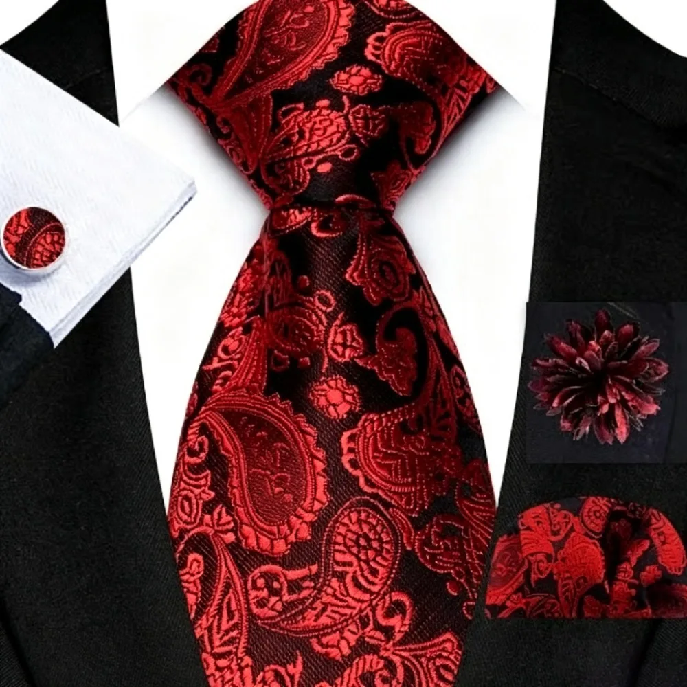 Male Gold Blue Men Tie Set Solid Stripes Pink Color Necktie Set Jacquard Woven 8CM Width Stripe Tie Groom