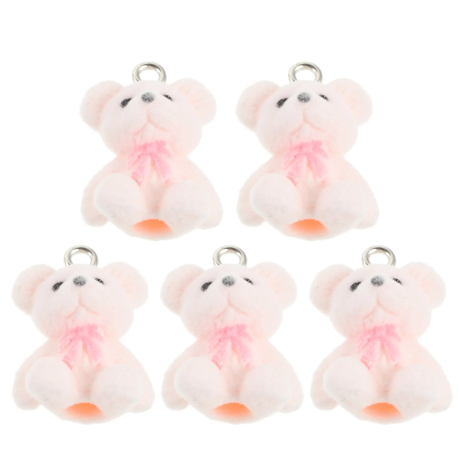 

5 Pcs Bear Jewelry Charms Flocked Pendant Animal Necklace Making Supplies Plastic
