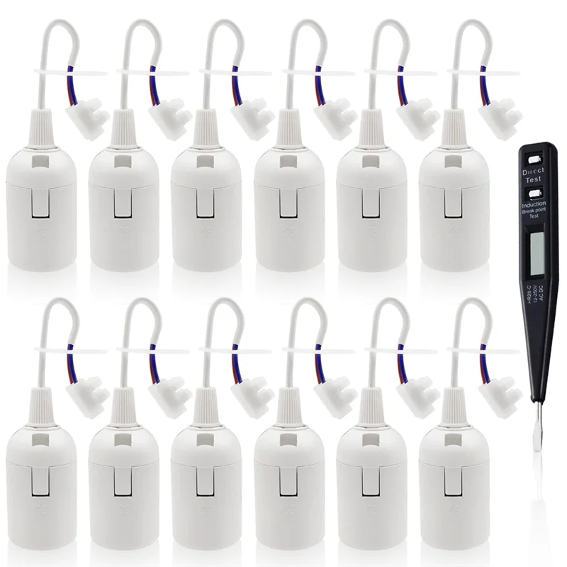 A44F-держатель лампы E27, 12-компонентная розетка для строительной площадки с кабелем, розетка E27, строительная розетка с тестером напряжения