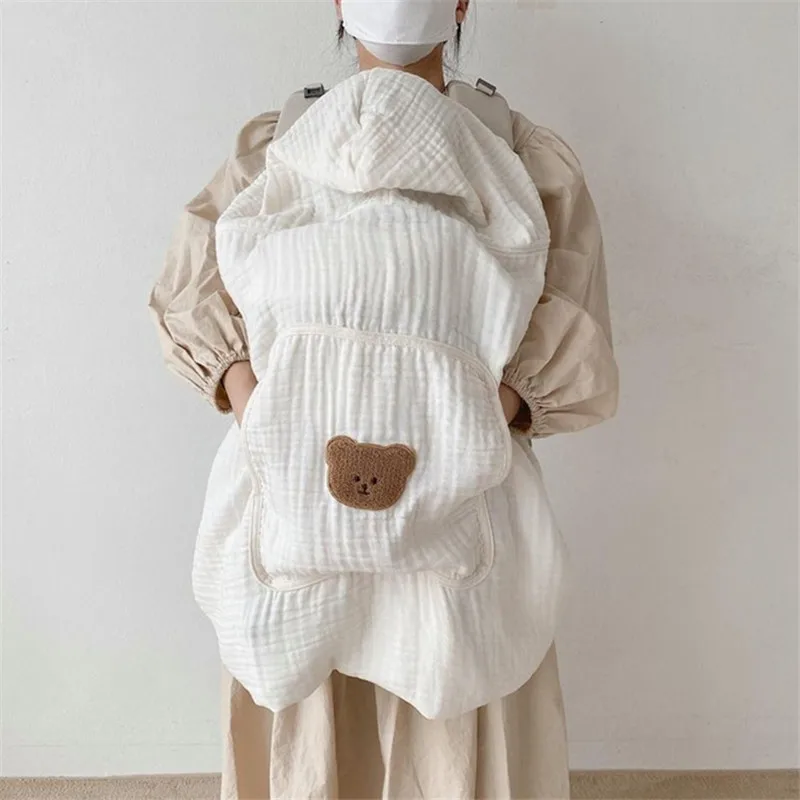 Manta multifuncional para portabebés, manta para cochecito a prueba de viento con bonitos dibujos coreanos, antimosquitos, chal para recién nacido