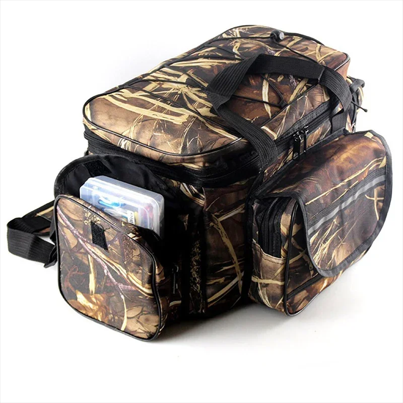 

Waterproof Fishing Tackle Bags 50*30*25cm Large Capacity Multi-Purpose Fishing Storage Backpack Two Layer Outdoor Shoulder Bags