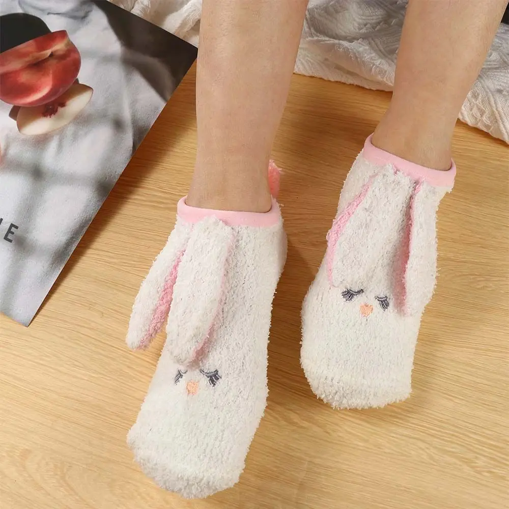 

Thick Kawaii Rabbit For Girls Mouse Coral Fleece 3D Animal Floor Socks Korean Ankle Socks Winter Hosiery Women Sleep Socks