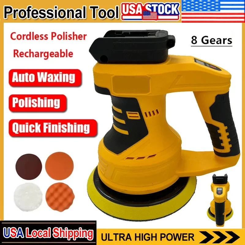 

Fit DEWALT 8 Gears Cordless Polisher Rechargeable Car Buffer Polisher Machine Electric Rotary Tool For 18V Battery
