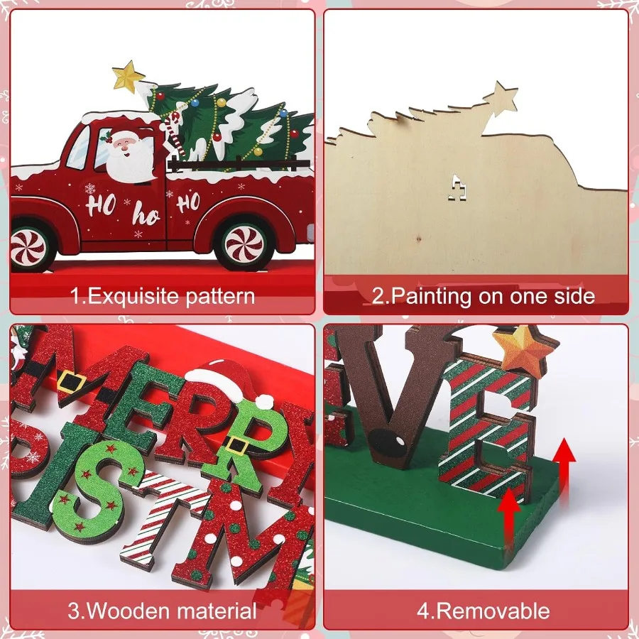 6 Pcs Christmas Table Decorations Wooden Christmas Table Centerpieces Xmas Snowman Santa Claus Gnome Signs Merry Xmas Toppers