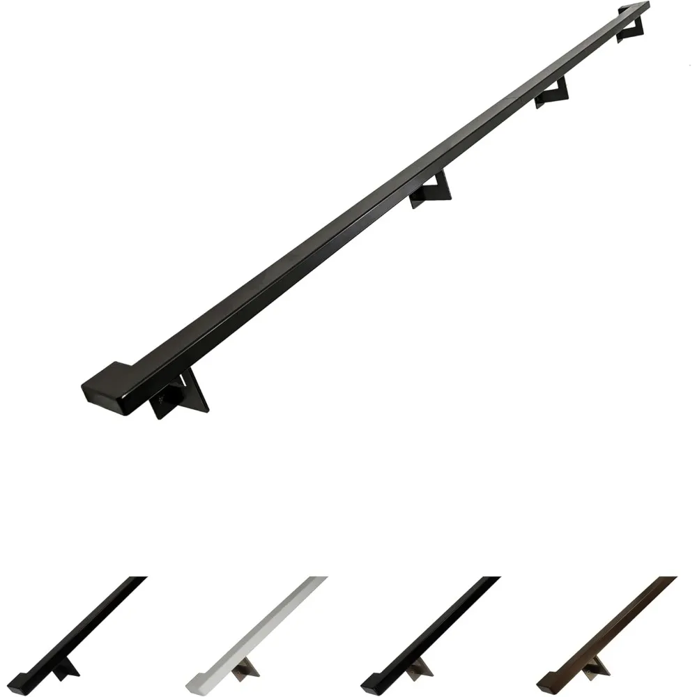 

Urban Contemporary Aluminum Complete Handrail Grab Bar Set, Brackets Included, Powder Coated Finish (Black, 10 Foot Handrail)