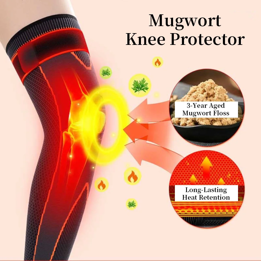 

Anti Slip Mugwort Knee Pads Winter Warmth Cold Protection Leg Sleeve Elastic Bandage Pressurized Legs Knee Joint Protection
