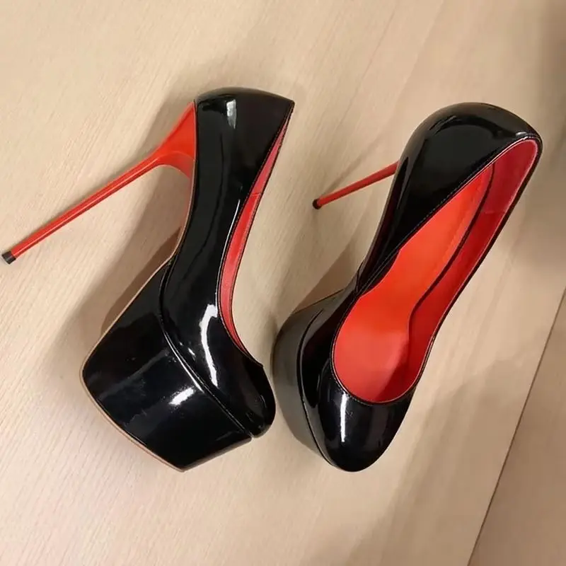 Super Thin High Heel Women Pumps Shallow Slip Women Shoes Leopard Print/solid Color Platform Round Toe Fashion Sexy High Heels