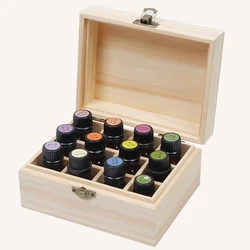 Wooden Storage Box 12/25 Grids Solid Wood Essential Oil Bottle Storage Case Essential Oil Packing Box Perfume Bottle Organizer