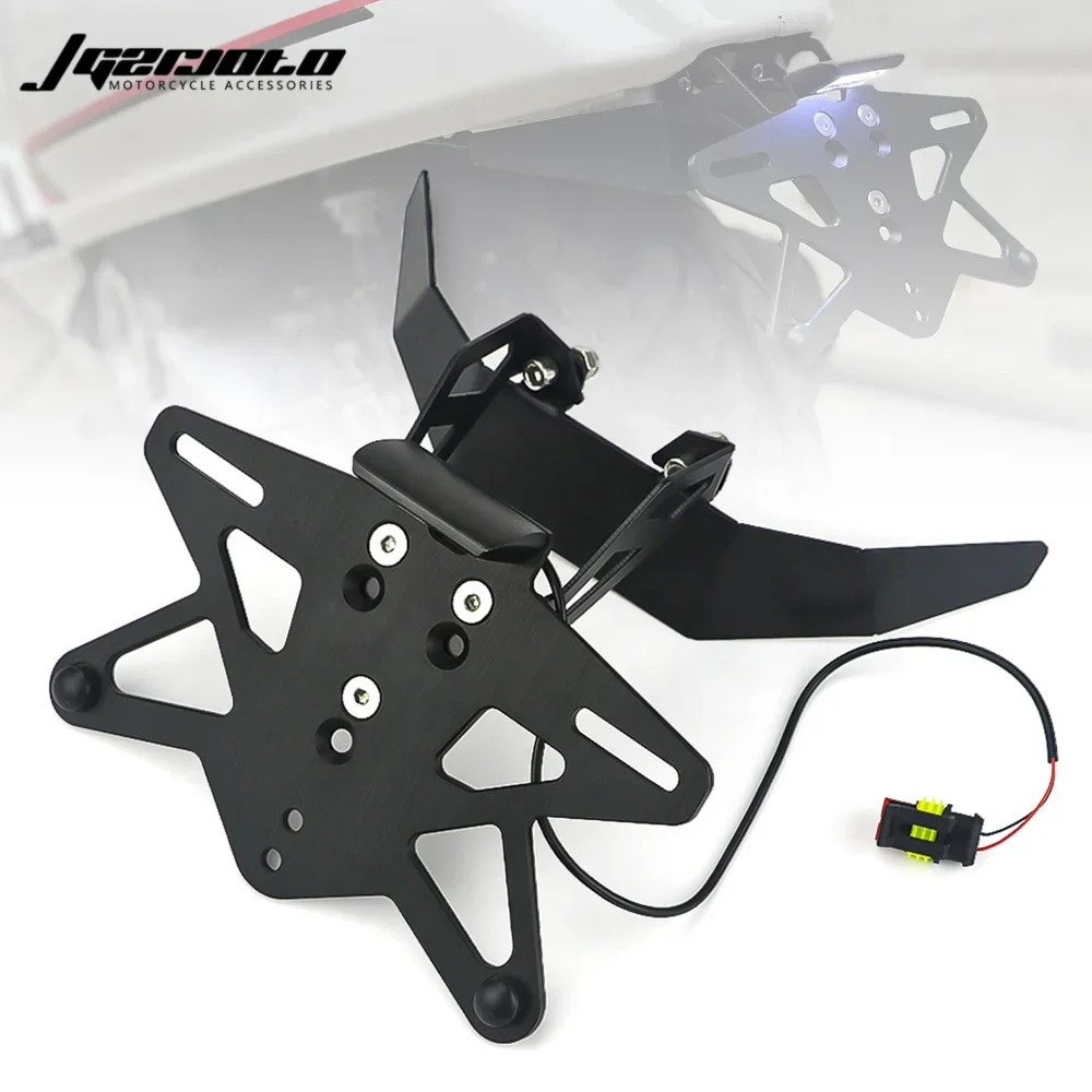 Motorcycle License Plate Holder Mount Tail Rear Bracket with LED Light Frame Accessories For VESPA SPRINT PRIMAVERA 50 150