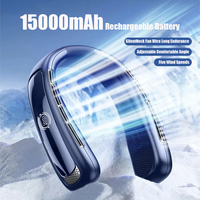 15000mAh Portable Outdoor Bladeless Silent Cooling Neck Fan Intelligent Digital Display Power Supply Fan USB Rechargeable