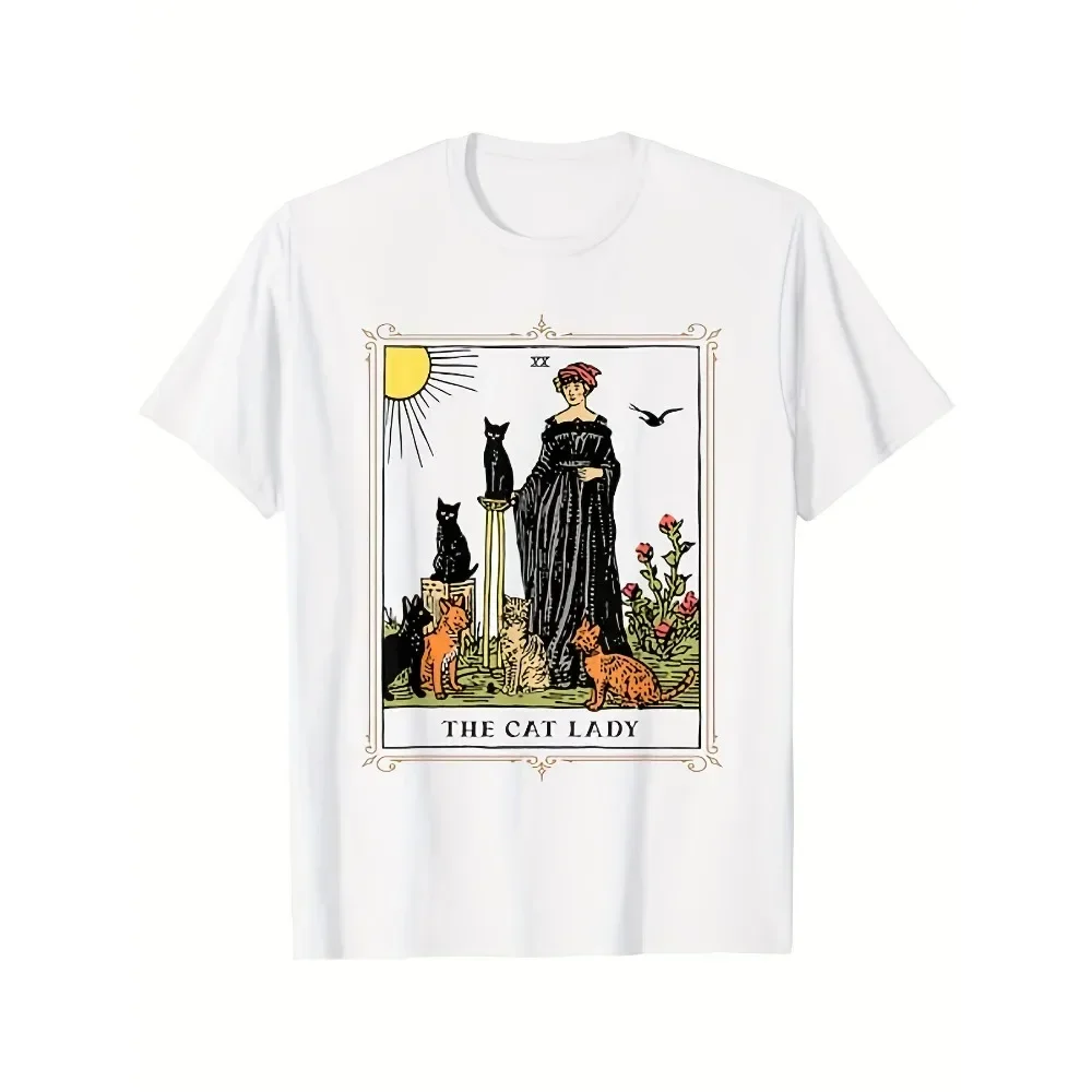 

Skeleton Cat Lady Card Animal White Cat Mom T-Shirt for Both Men And Women, a Great Gift for Christmas, Halloween, Or