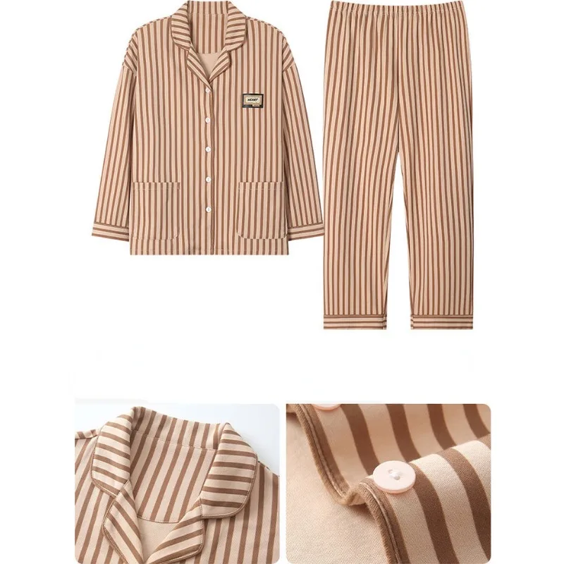 2024 neue Baumwoll pyjamas Damen Frühling Herbst Langarm Nachtwäsche Strickjacken lose Außen kleidung Anzüge High-End-Lounge wear Set