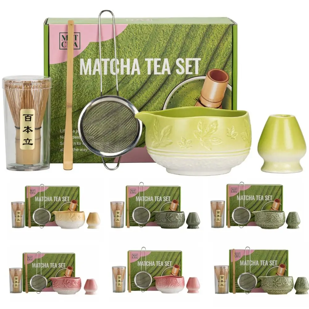 

5Pcs Tea Sticks Japanese Matcha Tea Set Matcha Spoon Match Bowl Matcha Whisk Set Bamboo Ceramic Tea-Making Tools Green Tea Whisk