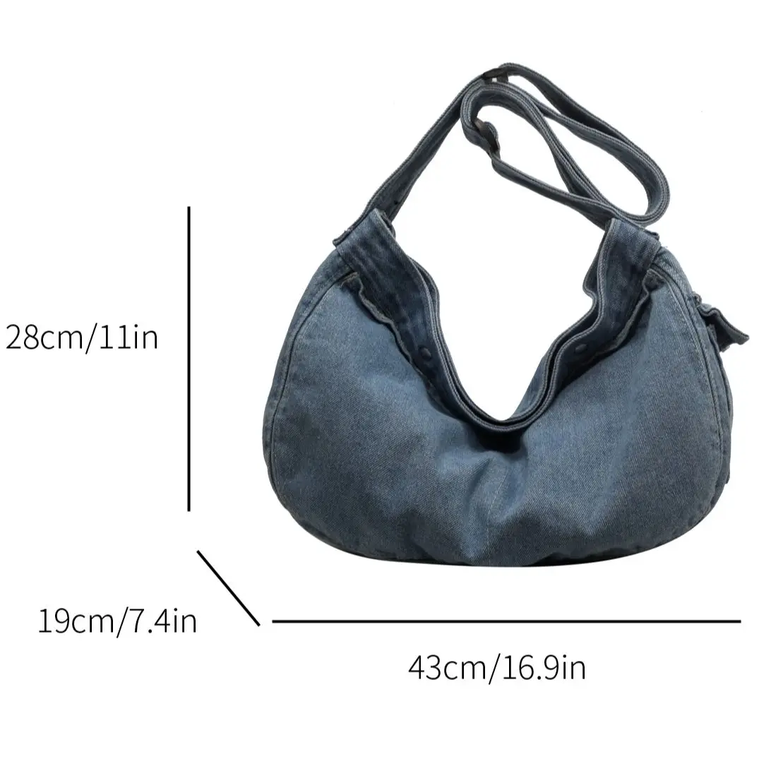 Vintage Denim Hobos Large Shoulder Crossbody Bags for Women Handbags and Purses 2023 New Brand Design Messenger Bags Totes