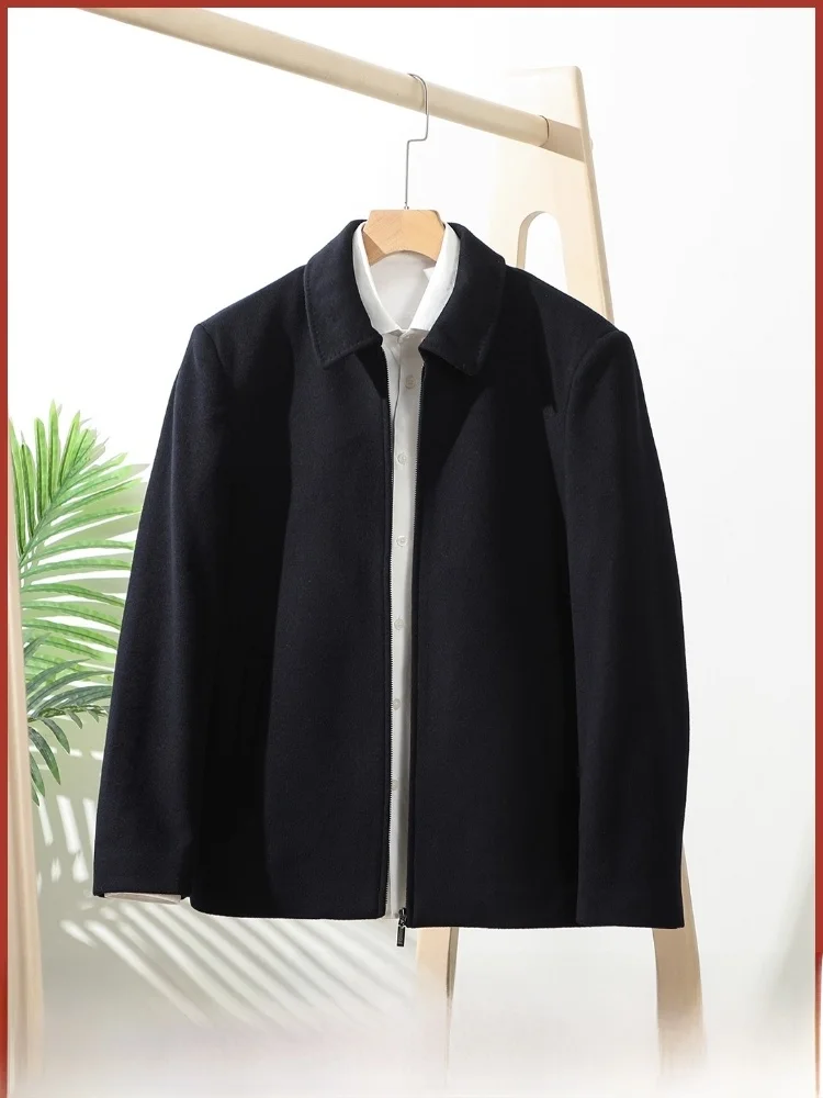 

Woolen Zipper Jaet Casual Men's Faion Urban Sle Long Sve Windproof Coat for Autumn Winter Busin Leisure