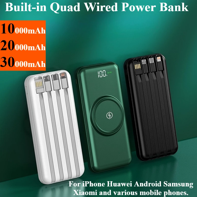 

20000mAh Megnetic Power Bank Fast Charging Built-in Quad Cable External Battery Charger for Iphone14 15 16 Xiaomi Samsung Huawei