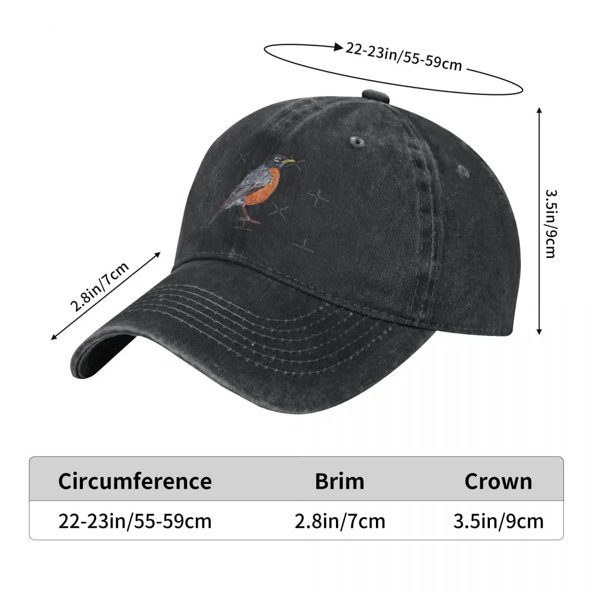 American Robin - Bird Painting (senza sfondo) Bucket Fashion berretto da Baseball berretto con visiera cappello da uomo berretto da Baseball da donna