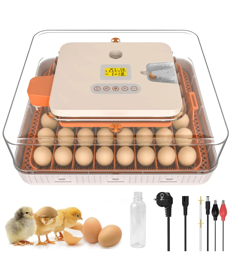 56 Eggs Fully Automatic Incubator Automatic Egg Turning Temperature Control Incubator for Poultry Egg with LED and Double Power