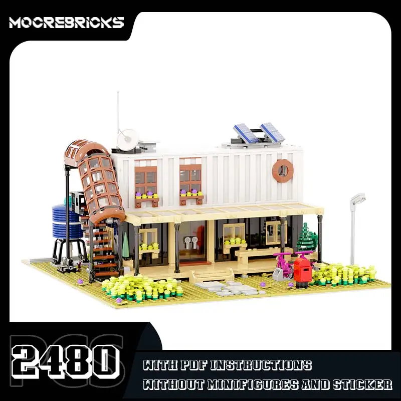 MOC-189769 City Landmark Architecture Container House Building Blocks Model Assembly Toys Children's Christmas Gifts