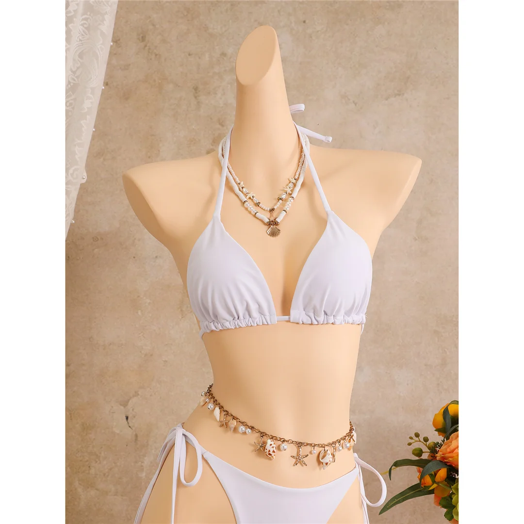 Mit Blumenmuster, Neckholder-Bikini, Damen-Badeanzug, dreiteiliges Bikini-Set, Badebekleidung, Badeanzug, Schwimmbekleidung V8204 – Detail 12