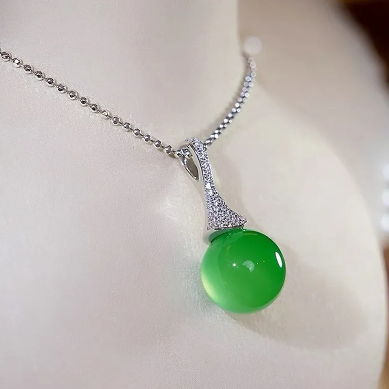 

Элегантные кулоны-подвески в форме капли с зеленым нефритом, агатом, изумрудами и бриллиантами для женщин, из стерлингового серебра 925 пробы, винтажные украшения