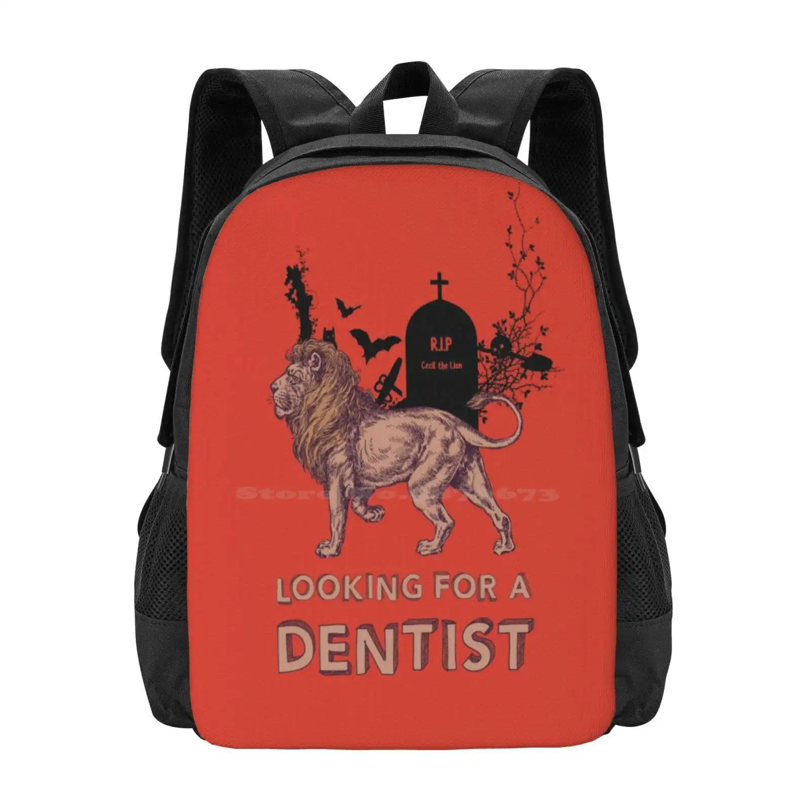 Cecil The Lion New Arrivals Unisex Bags Student Bag Backpack Cecil The Lion Dentist Walter J Palmer Africa Zimbabwe